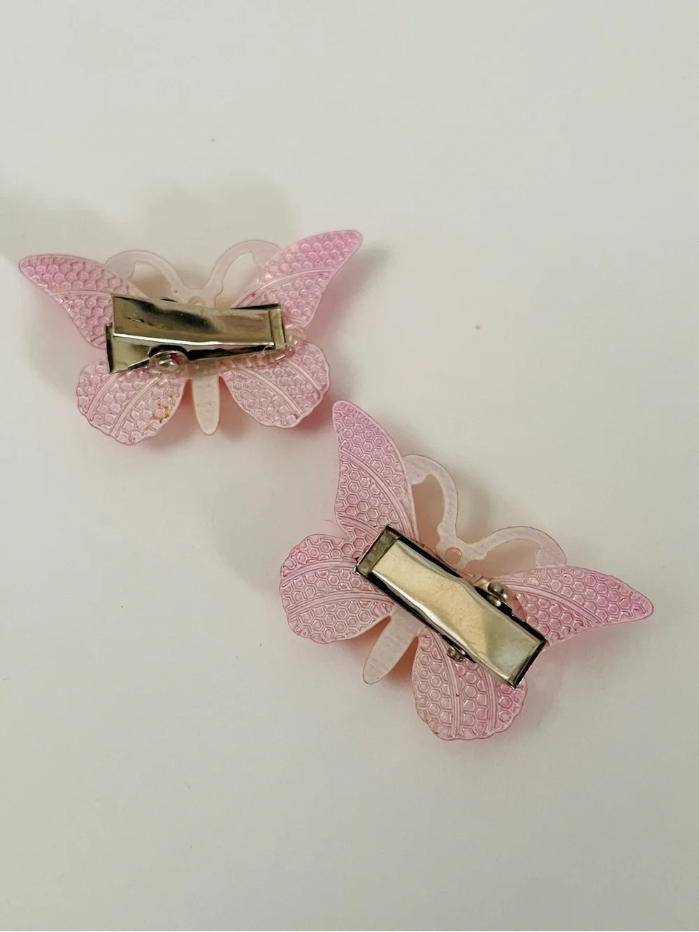 Pink Butterfly Hair Clips with Gold Accents - Kids Accessories